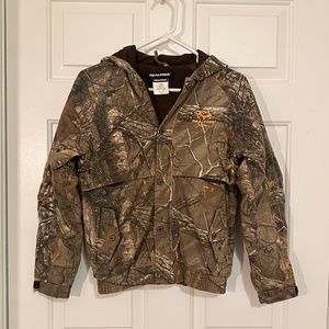 Realtree Xtra Boys Hooded Camo Hunting Jacket - Size Large (Kids 10-12)